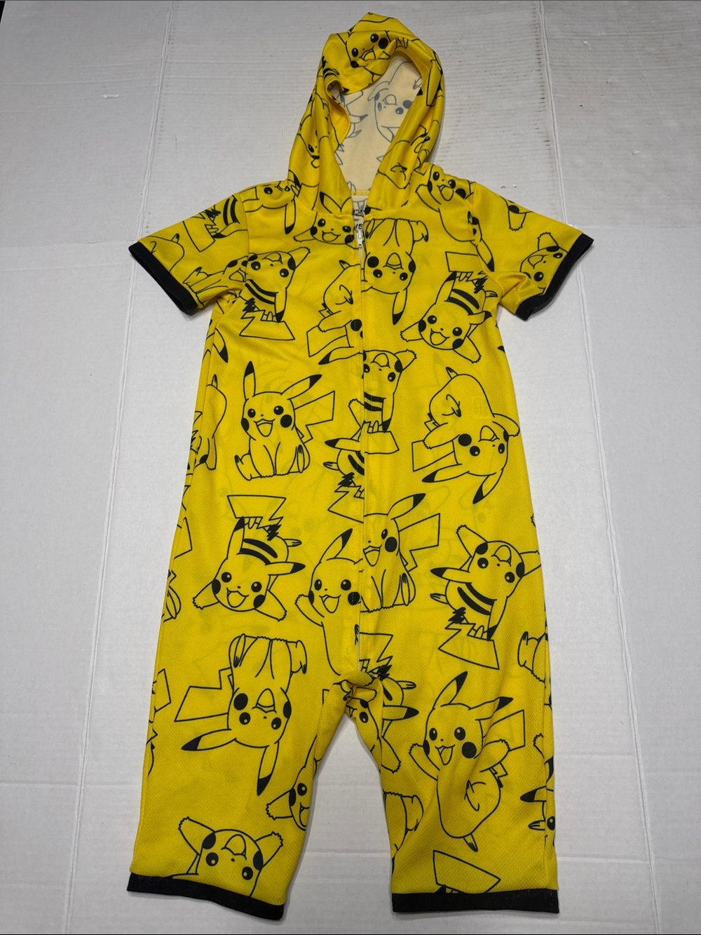 Pokemon Yellow Pikachu Hooded Short-Sleeve Kids One-Piece
